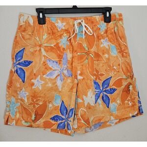 VINTAGE Polo Ralph Lauren Shorts Adult Large Orange Floral Swim Trunks Men‎ Pony